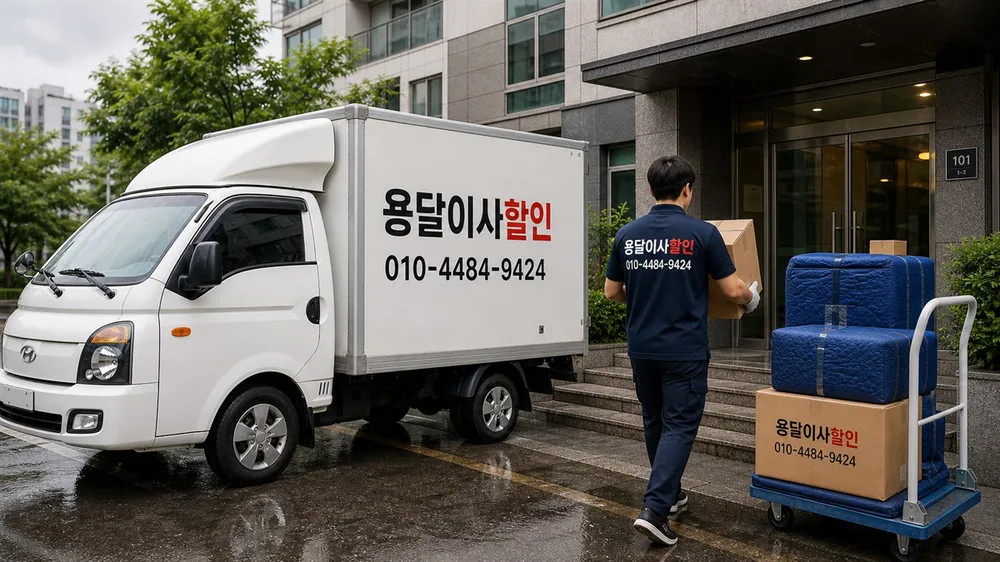 흐린 날 이사 작업 모습